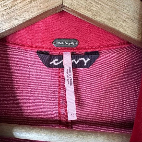 Free People Crvy size 10 Formula One Red Denim Zip Up Lennox Romper Shortsuit - Picture 8 of 11